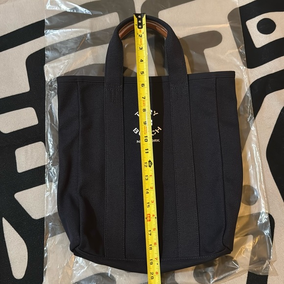 Brand New Tory Burch hand held canvas navy blue tote bag - Picture 11 of 12